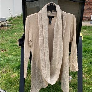 cream colored scarf sweater